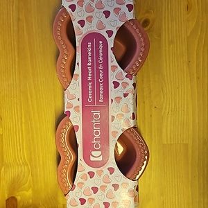 Rose  heart shaped ramekins/mini casserole dishes. Set of two.